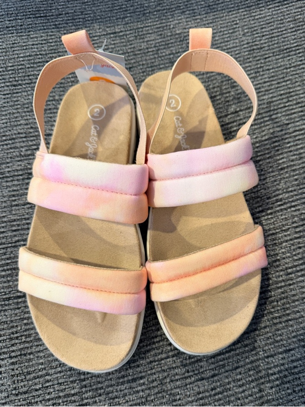Cat & Jack Pink Tie-Dye Padded Strap Kids Sandals